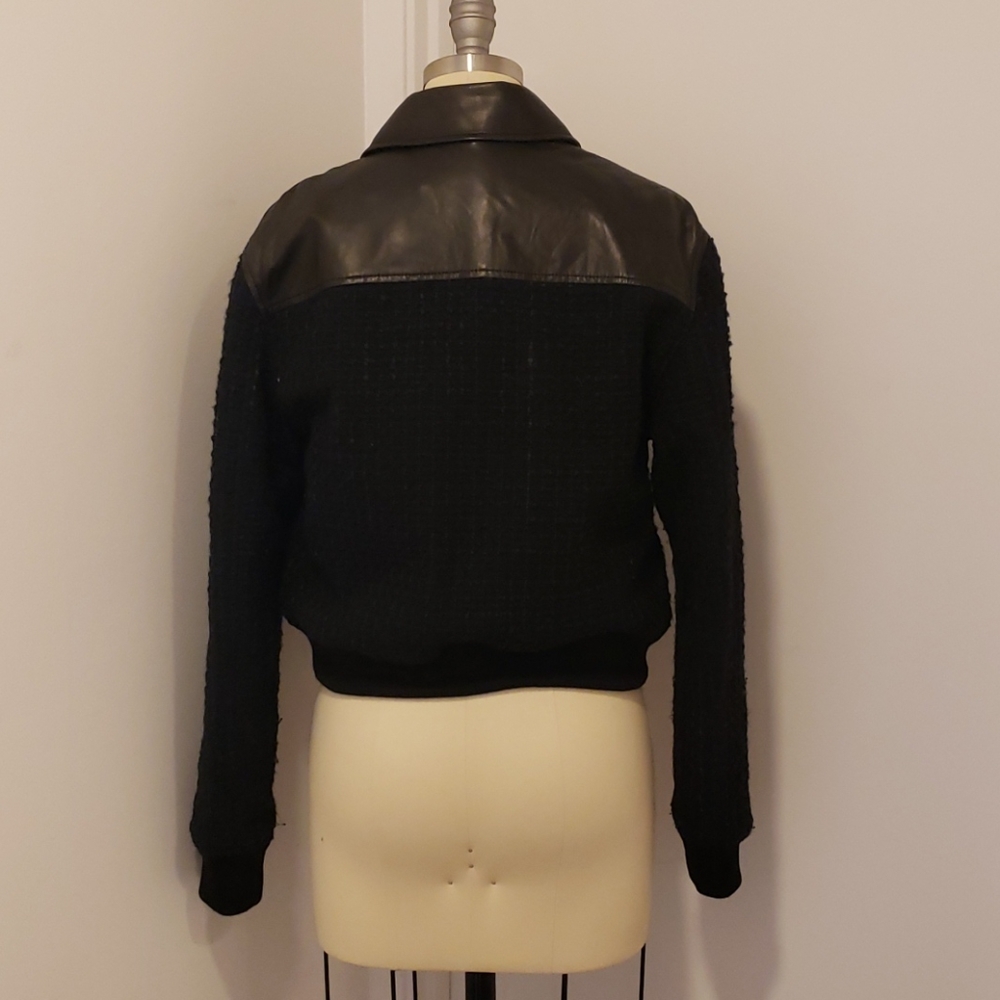 T by Alexander Wang Tweed Bomber leather trim - Picture 2 of 5